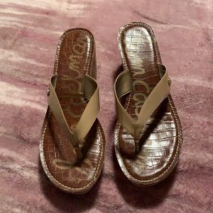 Sam Edelman, Romy, classic nude patent wedge, size 9.5